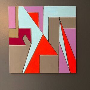 Abstract Painting Acrylic Gouache Canvas Original Artwork Geometric Pattern